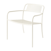 Patio Poltrona da giardino con braccioli a doghe in acciaio inox bianco perla - Tolix