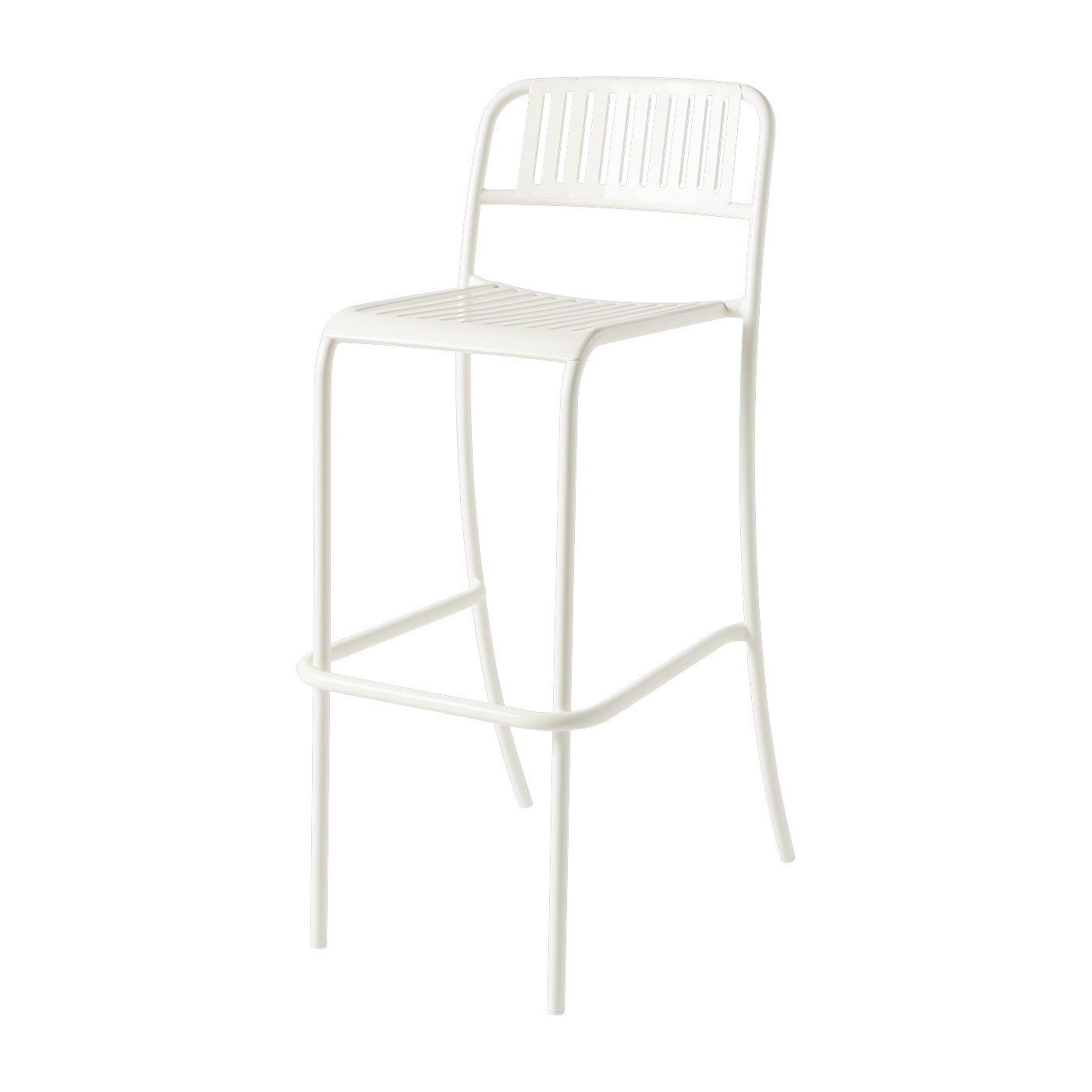 Patio Silla de bar de jardín con listones de acero inoxidable blanco puro 75cm - Tolix