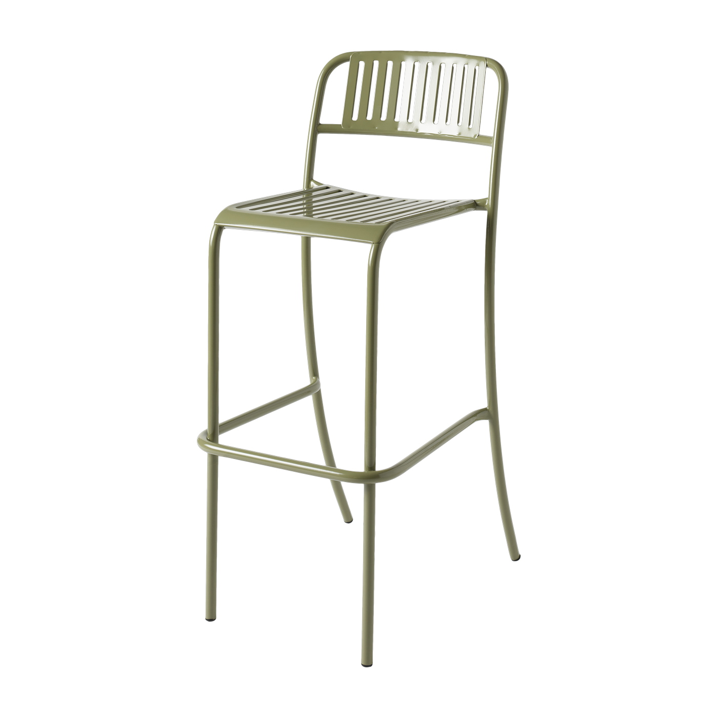 Patio Silla de bar de jardín con listones de acero inoxidable verde junco 75cm - Tolix