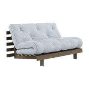 2-Sitzer-Bettsofa aus dunkel lackiertem Kiefernholz und blau gestreiftem Stoff 140x200cm Roots -. Karup Design