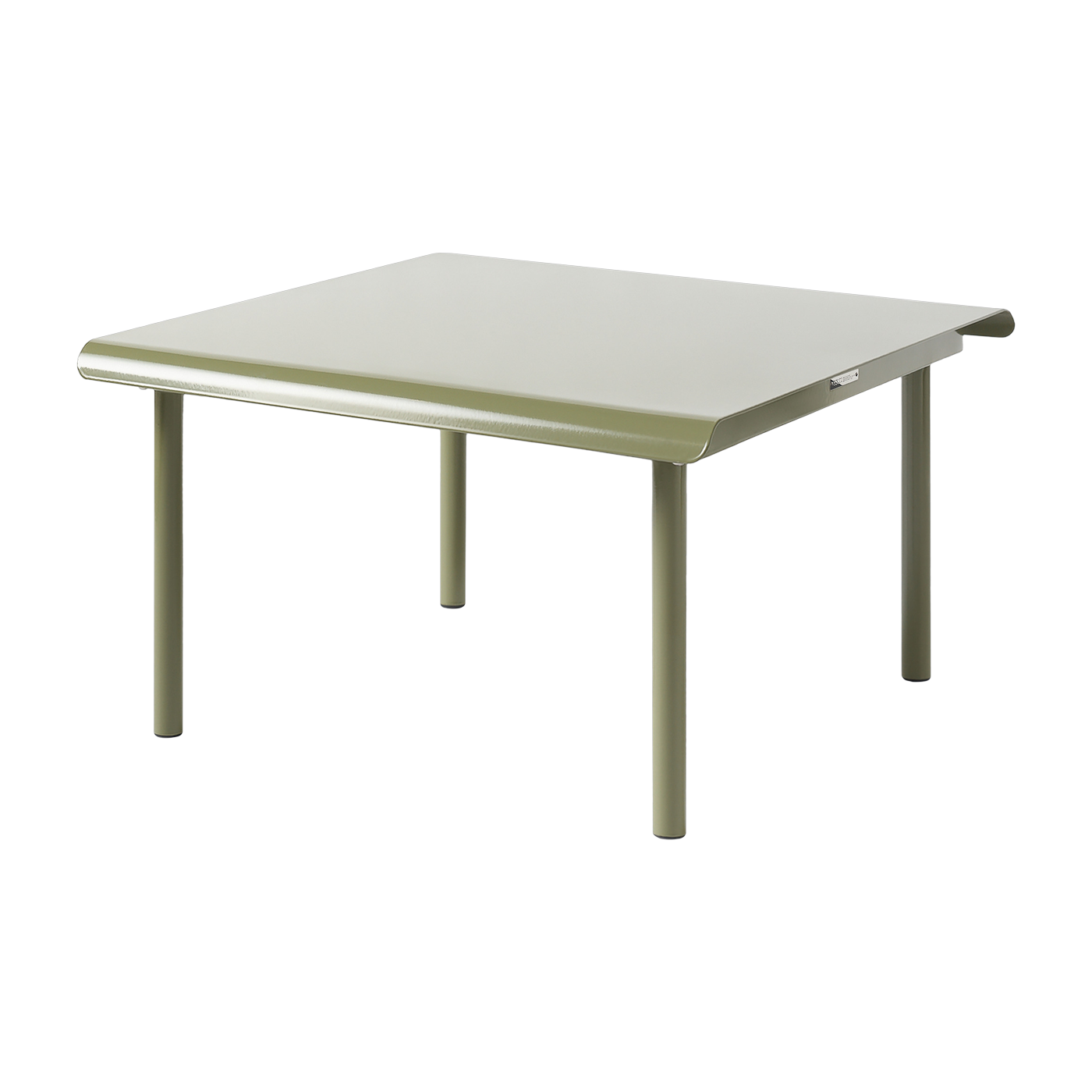 Quadratischer Garten-Couchtisch aus Edelstahl in Binsengrün 75x75cm Patio - -. Tolix