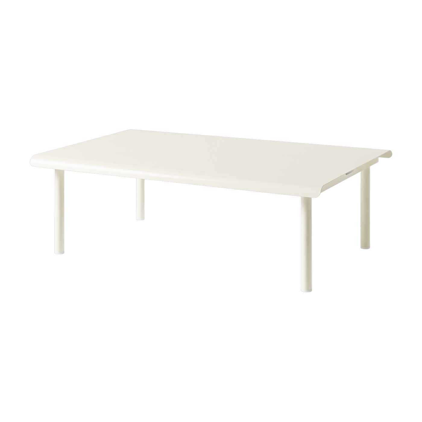 Rechteckiger Gartencouchtisch aus Edelstahl perlweiß 110x70cm Patio - -. Tolix