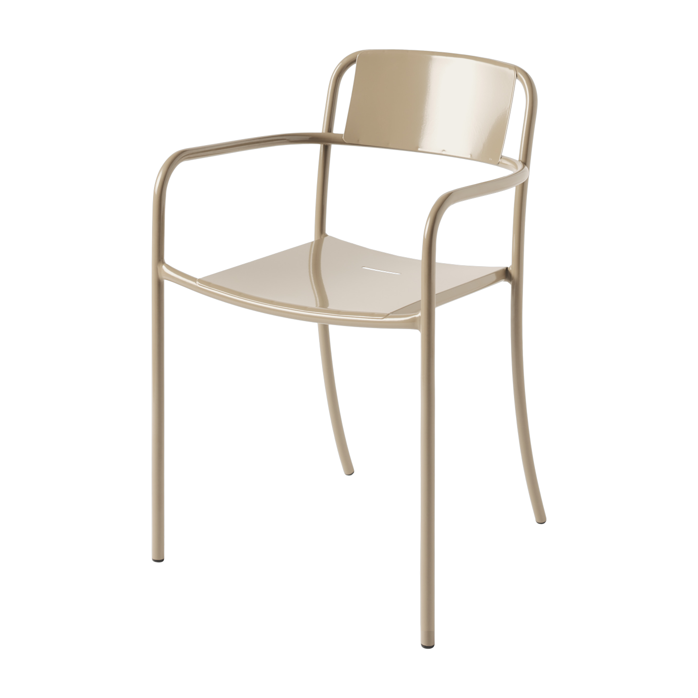 Chaise de jardin avec accoudoirs en acier inoxydable beige gris Patio - Tolix