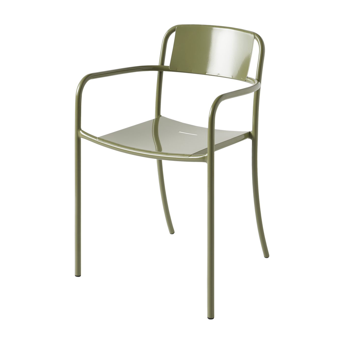 Chaise de jardin avec accoudoirs en acier inoxydable vert jonc Patio - Tolix
