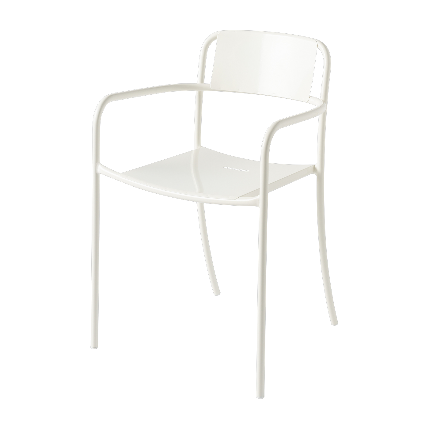 Chaise de jardin avec accoudoirs en acier inoxydable blanc pur Patio - Tolix