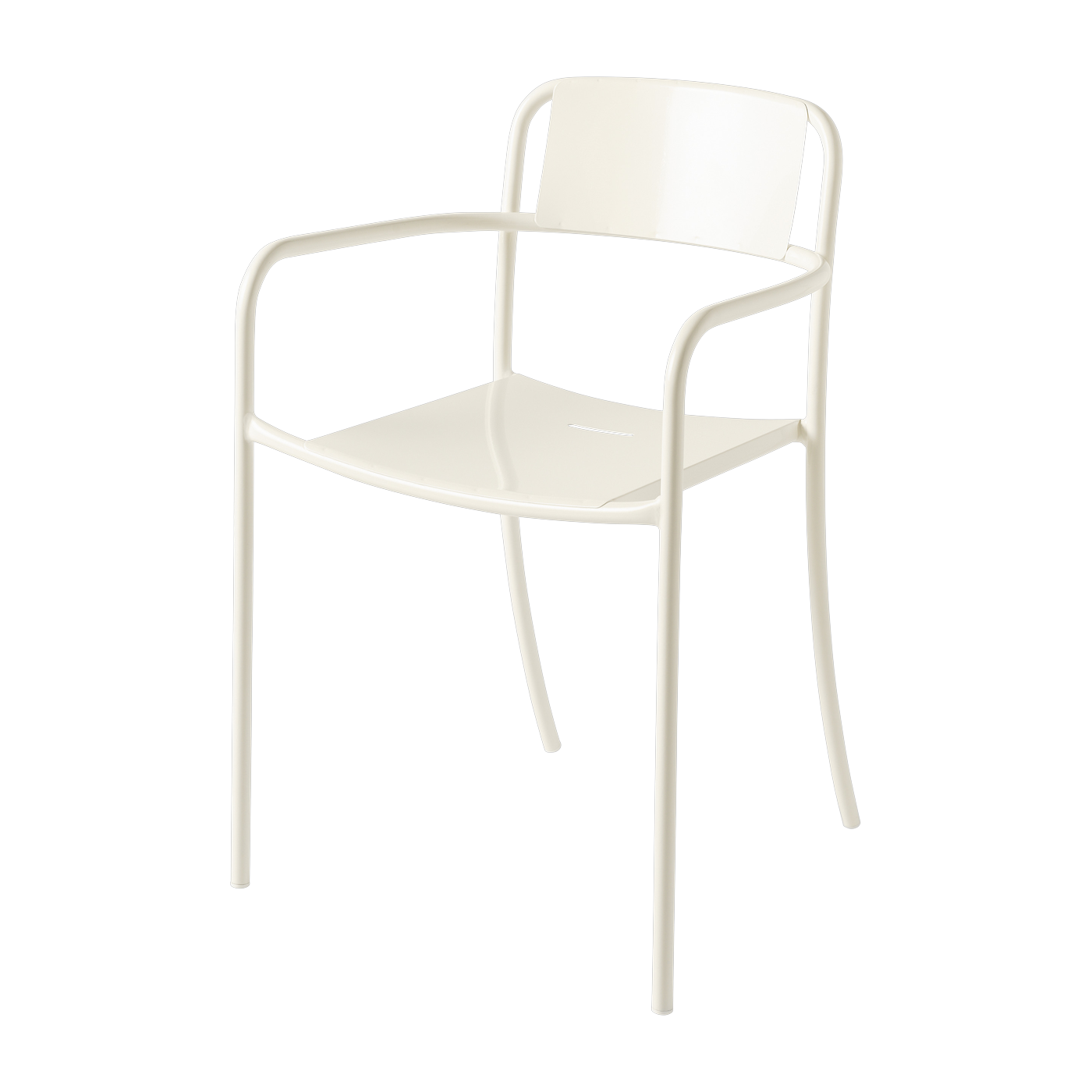 Chaise de jardin avec accoudoirs en acier inoxydable blanc perlé Patio - Tolix