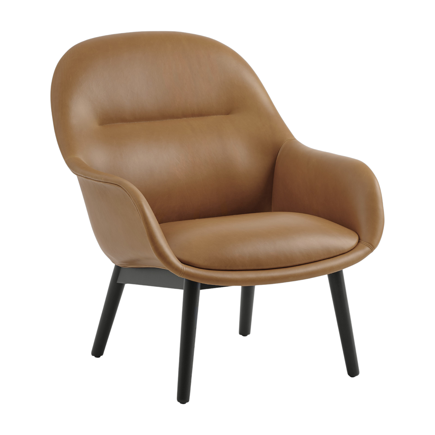 base cognac Fiber Poltrona in rovere nero antracite e pelle refine 88cm - Muuto