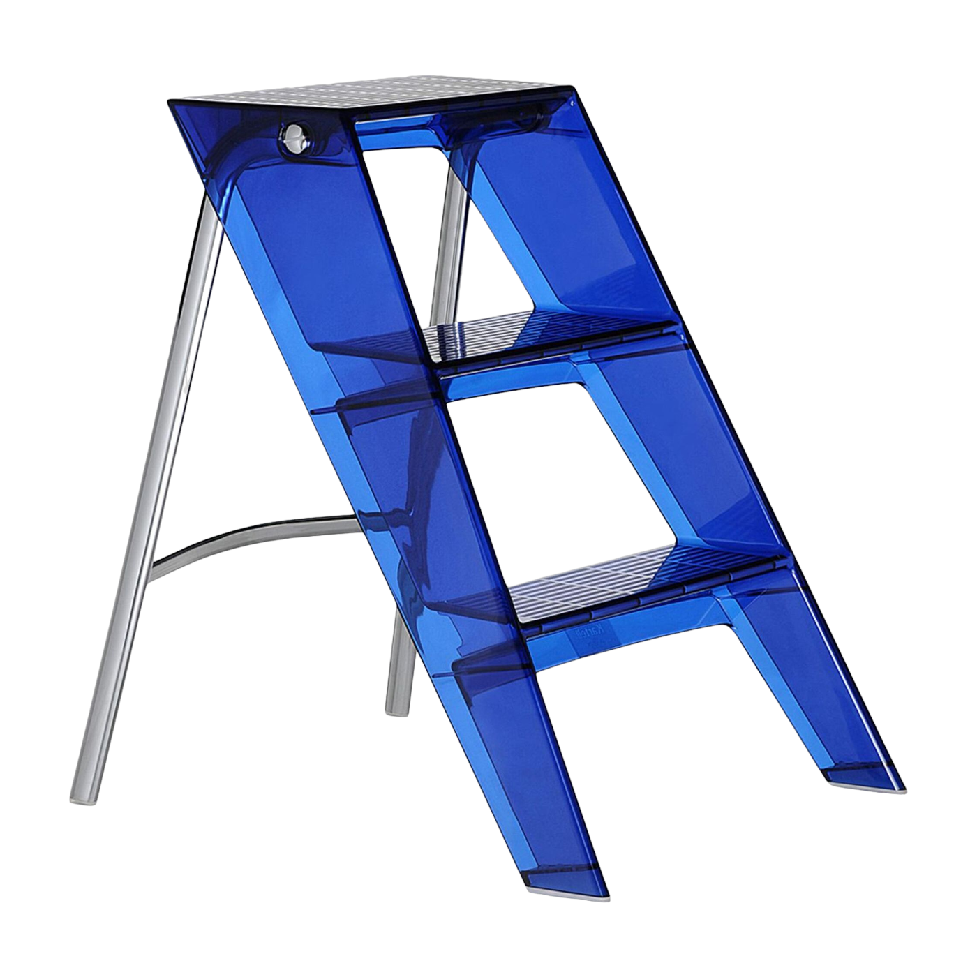 Sgabello in acciaio e policarbonato blu Upper - Kartell