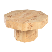 Hexagonal coffee table in poplar burr veneer 76x42cm Baka - Versmissen