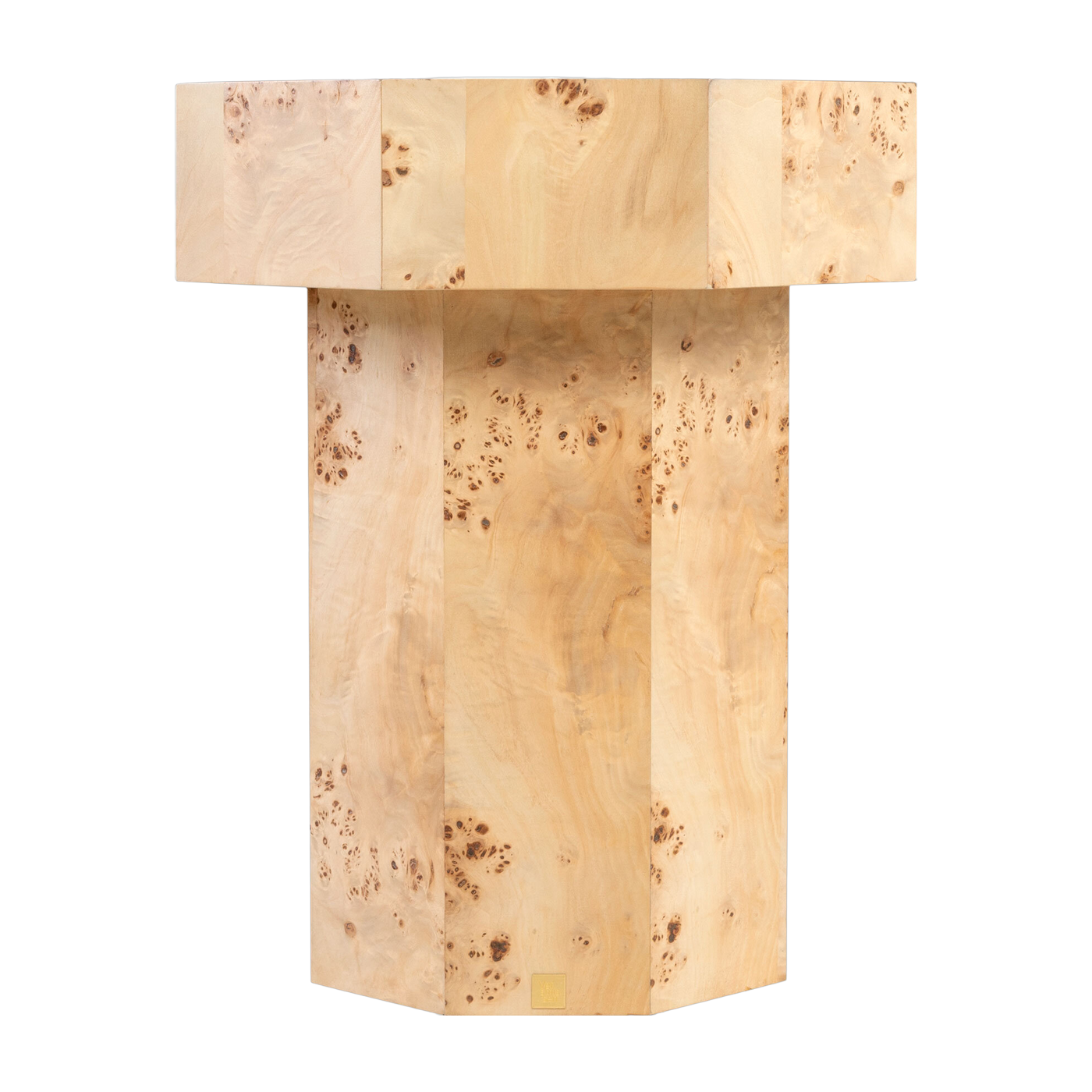 Mesa auxiliar hexagonal en chapa de arce de rebabas 48x58cm Baka - Versmissen