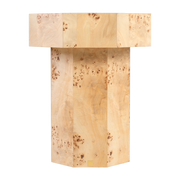Hexagonal side table in mappa burr veneer 48x58cm Baka - Versmissen