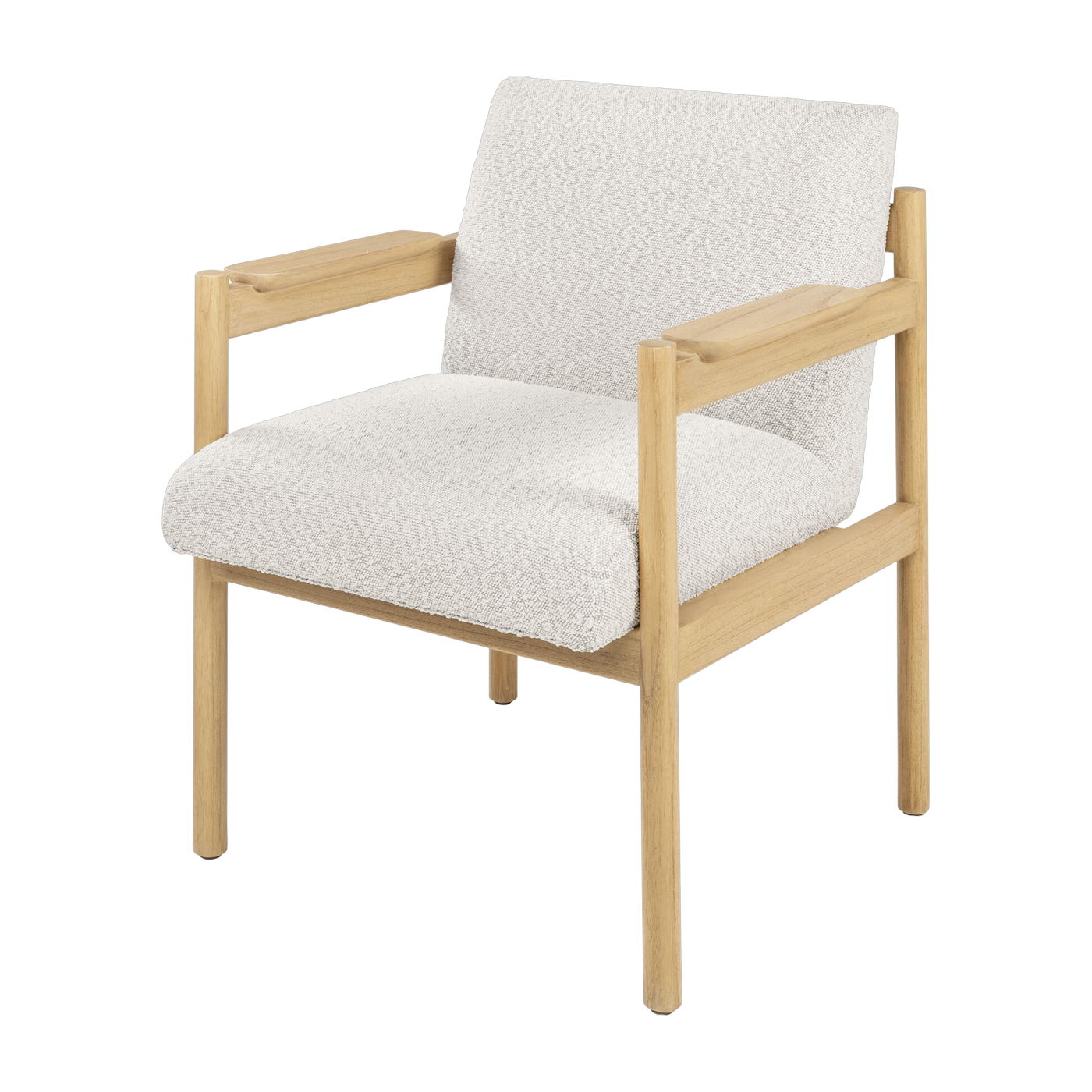 Poltrona da pranzo in legno di mindi e tessuto soft sand 62x85cm Casca - Versmissen
