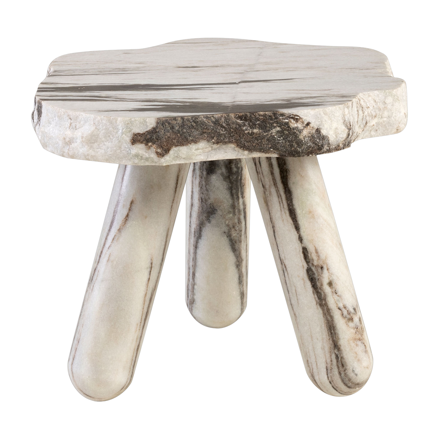marbre Tavolino a 3 gambe in vernice satinata bianco panda 45x40x33cm Rocky - Versmissen