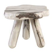Table basse 3 pieds en marbre blanc panda vernis satiné 45x40x33cm Rocky - Versmissen