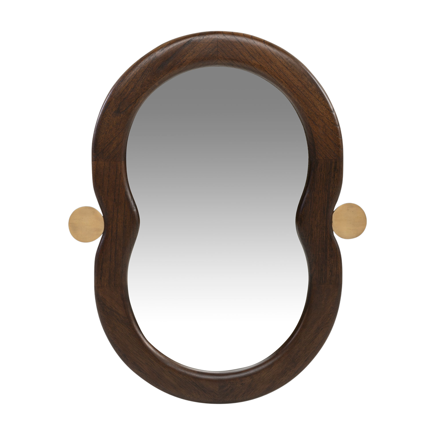 Organic mirror in roasted coffee mindi wood with brass detail 48x60cm Touma - Versmissen