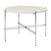 ronde Mesa de centro en travertino blanco y acero pulido 55cm TS - Gubi