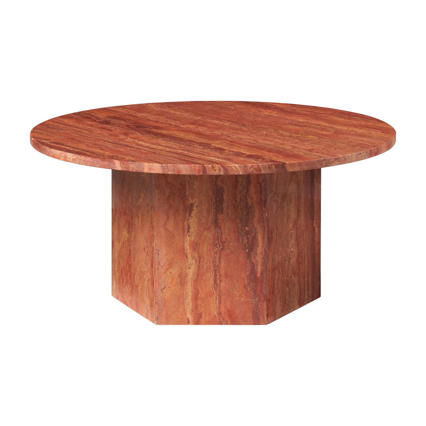 Table basse ronde en travertin rouge brûlé 80cm Epic - Gubi