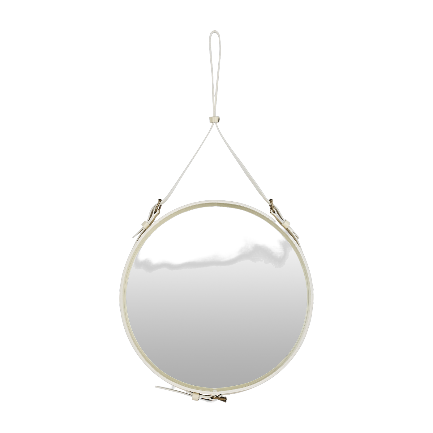Miroir mural rond en cuir crème 58cm Adnet - Gubi