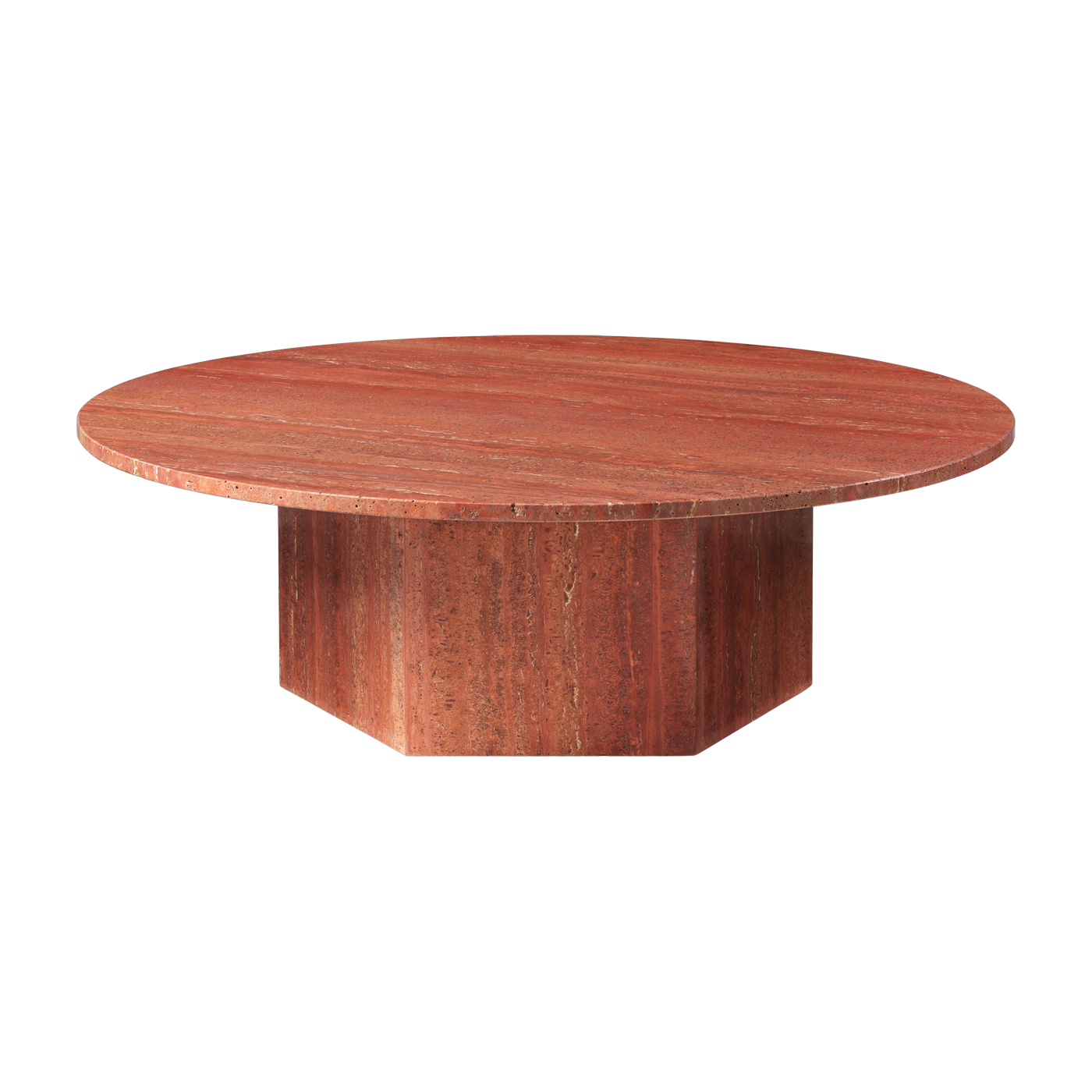 Table basse ronde en travertin rouge brûlé 110cm Epic - Gubi
