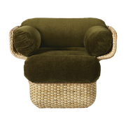 Fauteuil d'extérieur en rotin et tissus mumble Basket - Gubi