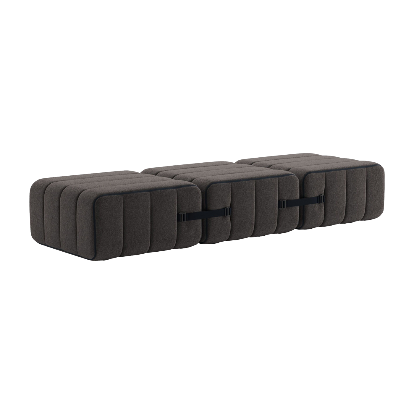Curt Banco modular en tela gris azabache marrón 204x68x34cm - Ambivalenz