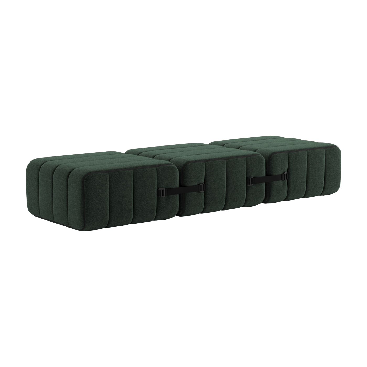Curt Banco modular en tela dama verde oscuro 204x68x34cm - Ambivalenz