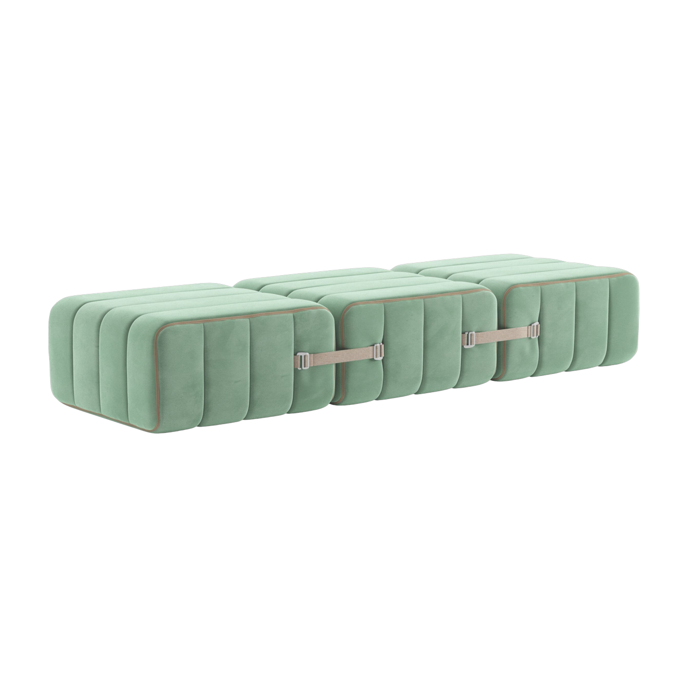 Curt Banco modular en terciopelo barcelona verde claro 204x68x34cm - Ambivalenz