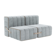 Canapé modulable 2 places en velours barcelone bleu clair 136x102x68cm Curt - Ambivalenz
