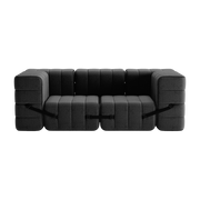 Curt Divano componibile con braccioli a 2 posti in tessuto grigio 204x102x68cm - Ambivalenz