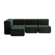 angle Curt Sofá modular de tela dama verde oscuro 238x170x68cm - Ambivalenz