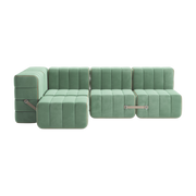 Canapé modulable d'angle en velours barcelone vert clair 238x170x68cm Curt - Ambivalenz