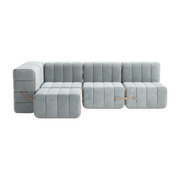 angle Curt Sofá modular de terciopelo barcelona azul claro 238x170x68cm - Ambivalenz