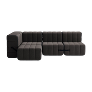 Modulares Sofa d' angle in grauem Stoff jet braun 238x170x68cm Curt - -. Ambivalenz