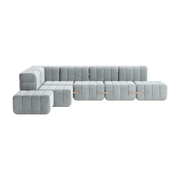 Modular sofa by angle in light blue bacelona fabric 306x238x68cm Curt - Ambivalenz