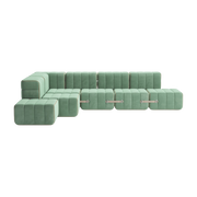 Modulares Sofa von angle in hellgrünem Bacelona-Stoff 306x238x68cm Curt -. Ambivalenz