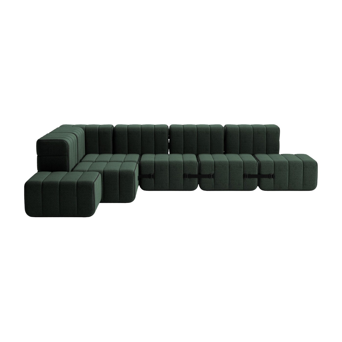 كنبة معيارية بزاوية بنسيج داما أخضر غامق 306x238x68 سم Curt - Ambivalenz