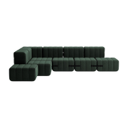 angle Curt Sofá modular de tela dama verde oscuro 306x238x68cm - Ambivalenz