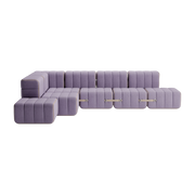 Modular sofa by angle in lilac dama fabric 306x238x68cm Curt - Ambivalenz