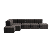 angle Curt Sofá modular de tela jet gris marrón 306x238x68cm - Ambivalenz