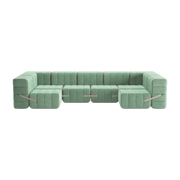 Modulsofa U-Form Velours barcelona hellgrün 340x170x68cm Curt - -. Ambivalenz