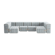 Modulsofa U-Form Velours barcelona hellblau 340x170x68cm Curt - -. Ambivalenz