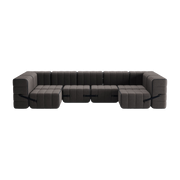 Modular u-shaped sofa in grey-brown jet fabric 340x170x68cm Curt - Ambivalenz