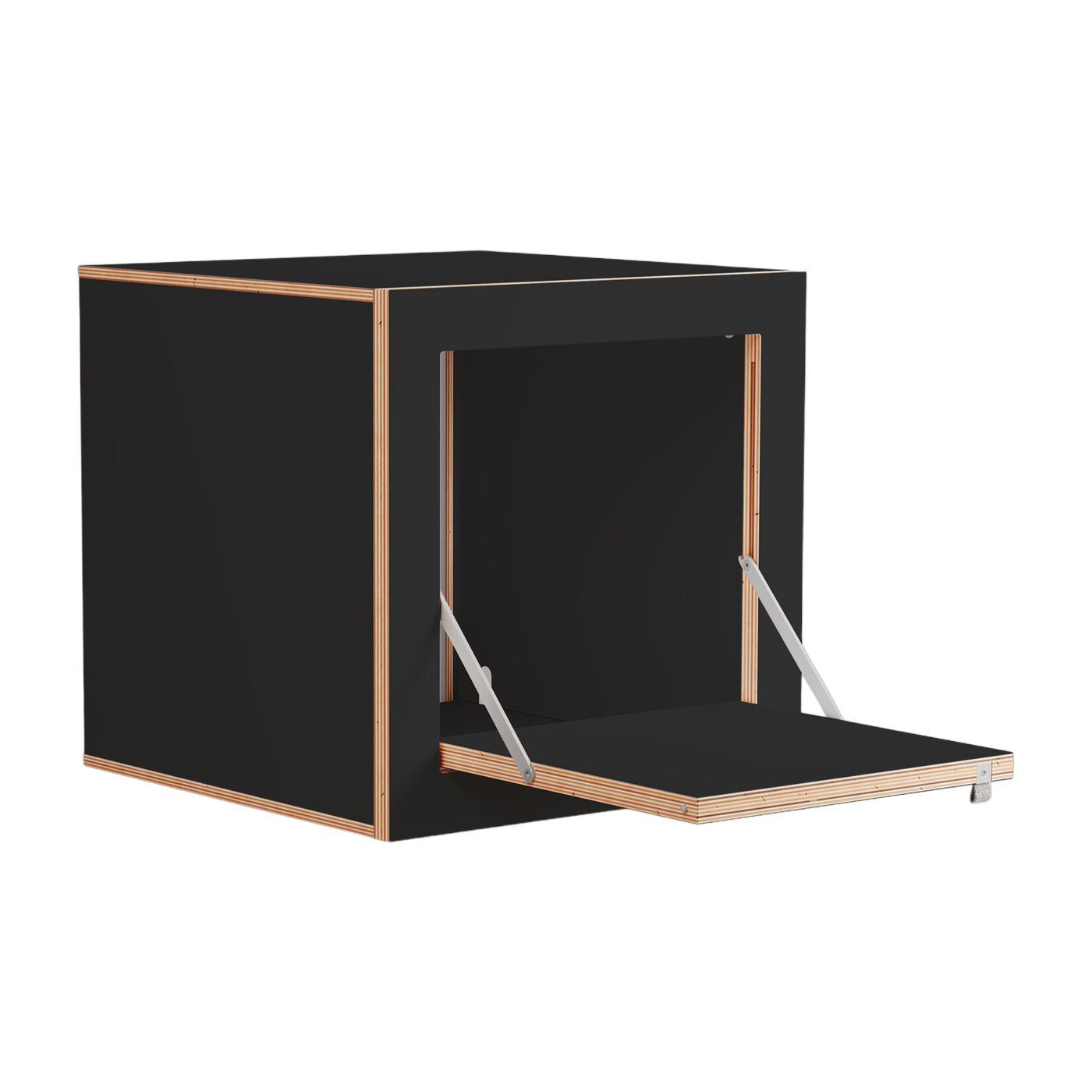 Box Mesilla de noche de pared de abedul teñido de negro 40x40x40cm Fläpps - Ambivalenz