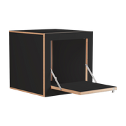 Black-stained birch wall-mounted bedside table 40x40x40cm Fläpps Box - Ambivalenz