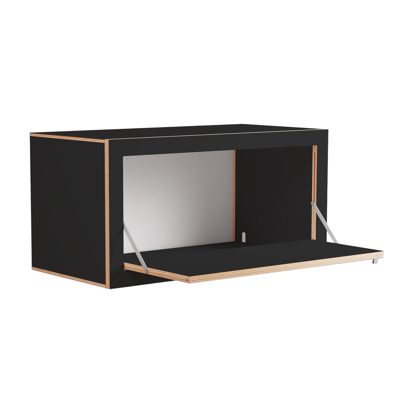 Wall shelf in black-stained birch 80x40x40cm Fläpps Box - Ambivalenz