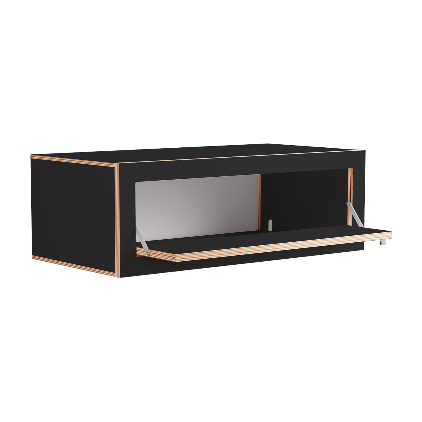 Box Consola de pared en abedul teñido de negro 80x27x40cm Fläpps - Ambivalenz