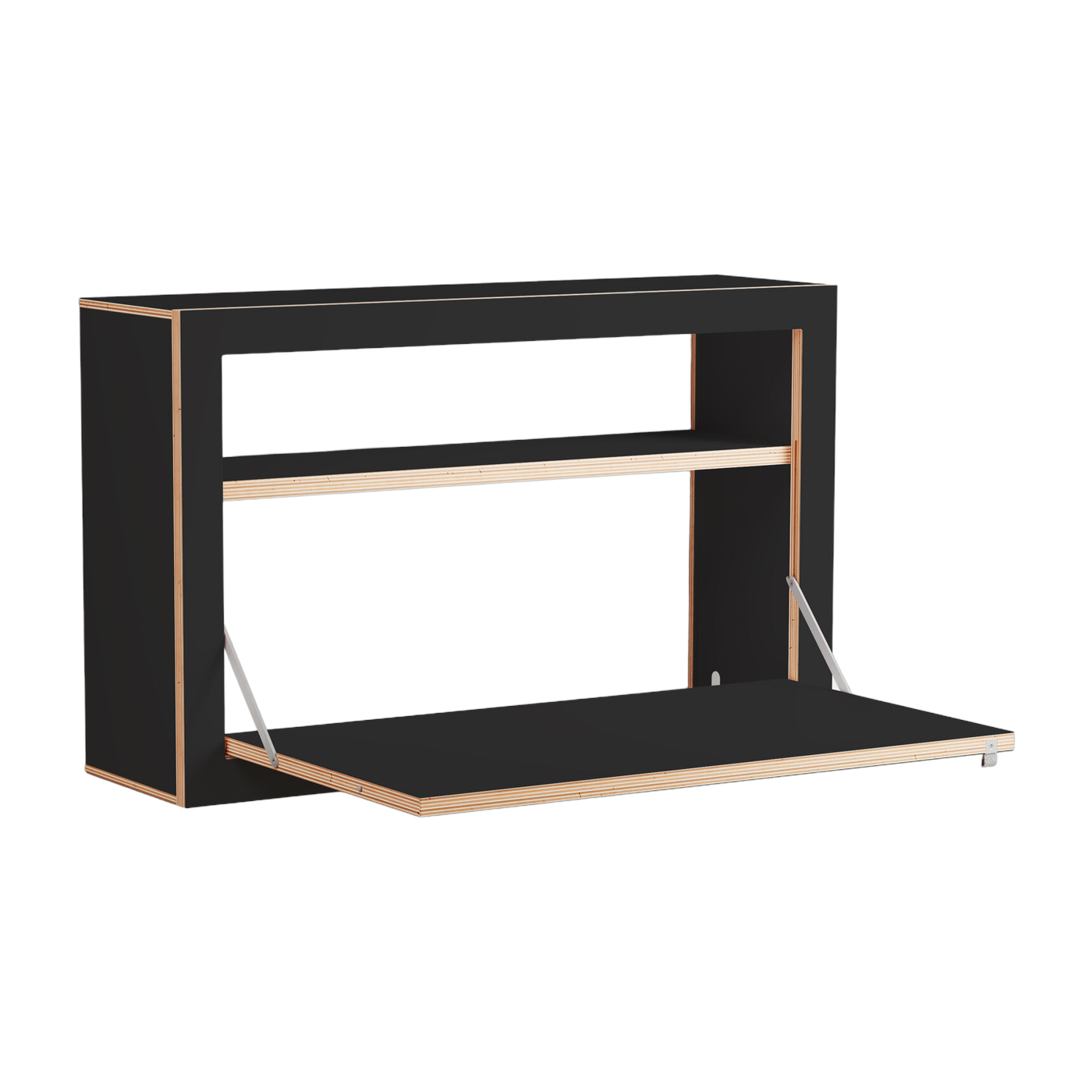 Bureau Box parete attrezzata in betulla tinta nera 80x50x20cm Fläpps - Ambivalenz