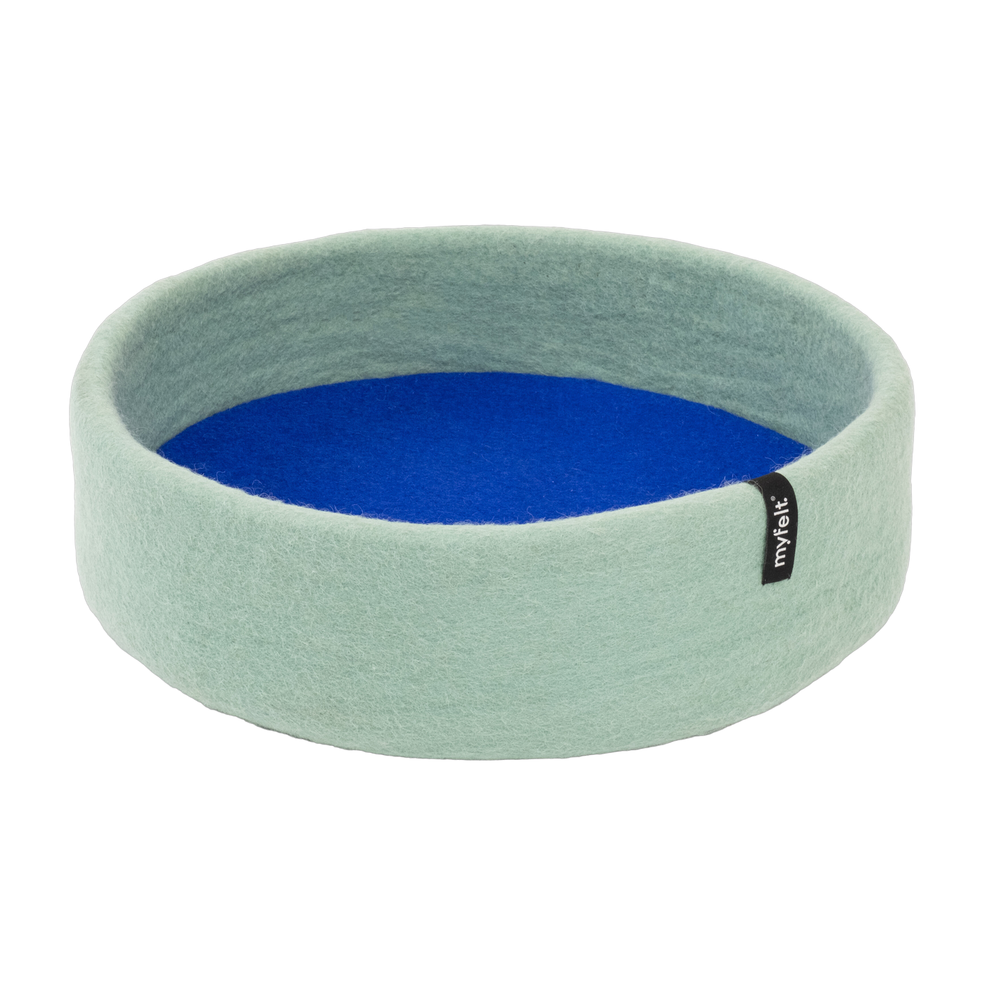 Fine Cesta redonda para gatos en lana turquesa y azul real 40cm - Myfelt