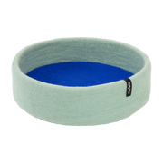 Turquoise and royal blue wool round cat basket 40cm Fine - Myfelt