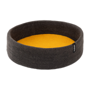 Ochre and anthracite wool round dog bed 40cm Kuno- Myfelt